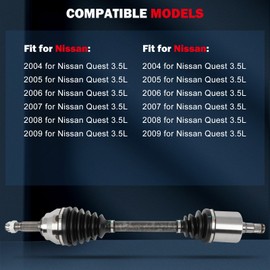 cciyu 66-6240 CV Axle Shaft Assembly Fit 2004-2009 for Nissan Quest 3.5L Front Left Drive Side FWD