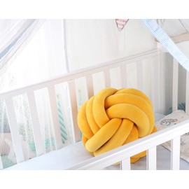 KUCCO Round Knot Ball Cushion Pillows, Children Room Decoration Plush Toys Baby Photography Props (Ivory, 10.6")