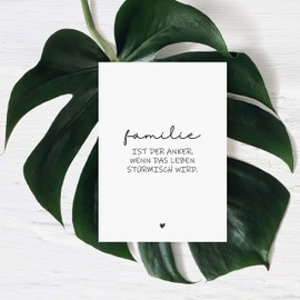 Donari® Postcards Set of 4 DIN A6 High-Quality Postcards with Sayings Postcards in Elegant Design Black White Friends Sayings Cards (Family)