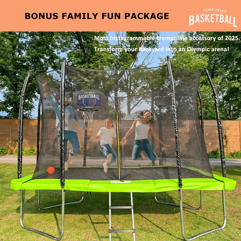 Universal Adjustable Trampoline Basketball Hoop Set, with 3 Mini Balls