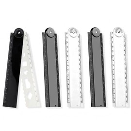 5Pcs Folding Ruler 15cm/30cm Foldable Ruler Precise Stationery Ruler Straight Geometric Shape Rulers Measuring Tools for Kids School Office Black/White