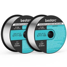 bestarc Flux Core Welding Wire, 0.035” +0.030” E71T-GS Gasless MIG Wire, Mild Steel MIG Welding Wire with Low Splatter, 2-Pound Spool, 2-Packs