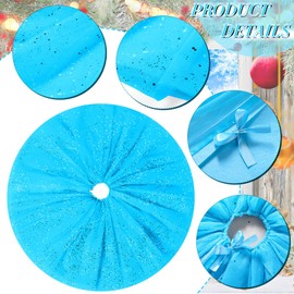 Christmas Tree Skirt Ruffle Glitter Shiny Xmas Tree Tulle Skirt Sequin Double Layers Xmas Trees Round Mat for Christmas Valentine's Day Party Decoration Indoor Outdoor (Light Blue,36 Inch)