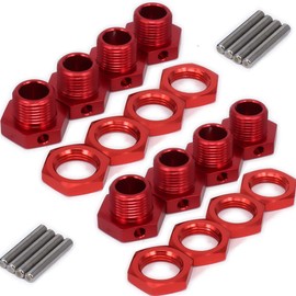 Aluminum 17mm Hex Wheel Nuts Adapter for Arrma 6s BLX Infraction Limitless Mojave Typhon hopups Upgrade Parts 8 pcs/Set(Red)