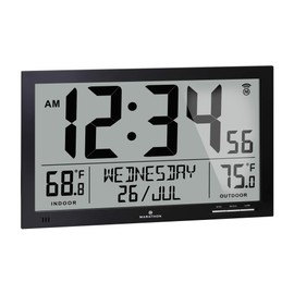 MARATHON Atomic Full Calendar Clock with Extra Large Digits Indoor and Outdoor Temperature