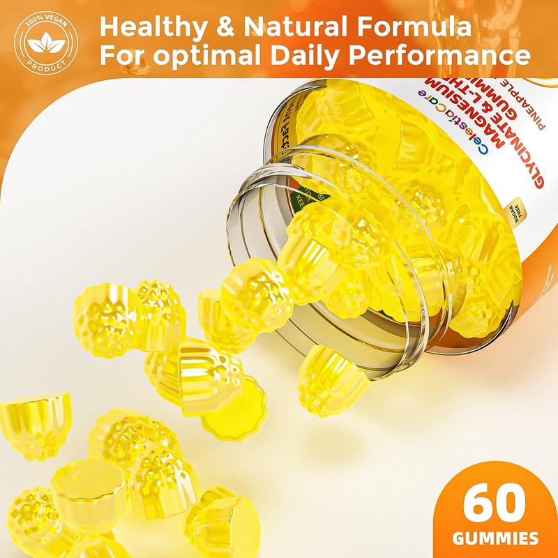 Magnesium Glycinate Gummies 600mg, Sugar Free Magnesium Gummies for Adults