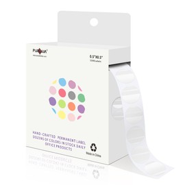 PARLAIM 1/2 Round Permanent Adhesive Color-Code Dot Stickers, 1000 Stickers Roll Dot Labels Dispenser Box Green Circle Labels Transparent