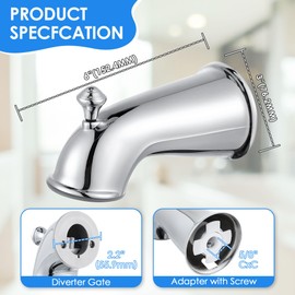 Enhon 6 Inch Slip on Tub Spout with Diverter, Decorative Bathtub Spout with Pull Up Diverter, Fits 1/2" Copper Water Tube(5/8" Diameter), 5/32" Hex Wrench(Polished Chrome)