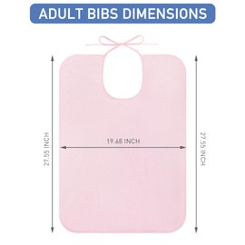DOODLEBEAN Premium Elderly Adult Bibs For Women Men,Waterproof Reusable Adjustable Clothing Protector for Seniors Eating (1, Pink)