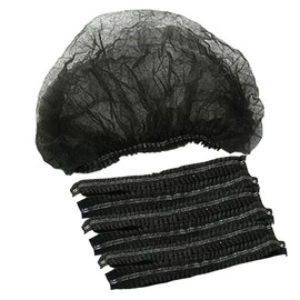 YFFSFDC Hair Cap Disposable Non-woven Hair Cap, 100 Pieces, Disposable Hat, Non-woven Disposable Cap, Hygiene Management, Hair Removal, For Factory Visits, Work, Cosmetics, One Size Fits Most, Unisex, Black