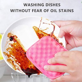 Taoluwin 6Pcs Kitchen Sponges, Dual-Sided Dish Sponge for Kitchen, High-Density Cellulose Sponge, Loofah Design, Non-Scratch, Oil-Resistant, Fast Bubbling with Hanging Hole