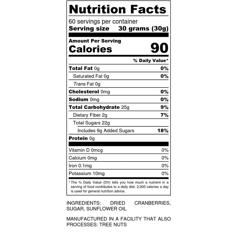 Dried Cranberries Original 4 lbs,(64oz) Batch Tested Gluten & Peanut