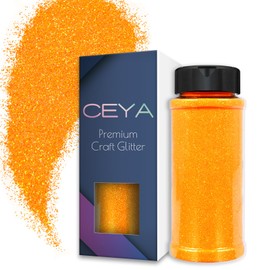 Ceya 3.8oz/ 110g Ultra Fine Glitter Powder Fluorescent Orange Iridescent Glitter 1/128” 0.008” 0.2mm for Slime Epoxy Resin Craft Tumbler Jewelry Nail Art Festival Makeup Painting Wedding Cards