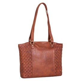 STILORD 'Cora' Leather Handbag in Boho Look Women's Handbag Large Business Bag Braided Leather Women Tote Bag Shopper for Office School University Leisure Genuine Leather, Arona - Brown