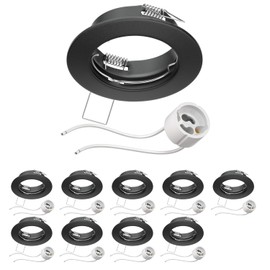 ledscom.de 10 Pieces Ceiling recessed Frame Fere recessed Frame Black matt (LED/Halogen/GU10/MR16/PAR16/50mm) incl. GU10 Socket
