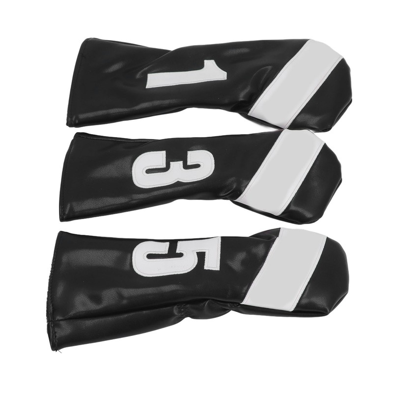 3PCS Golf Club Head Cover PU Leather Waterproof Protective Golf