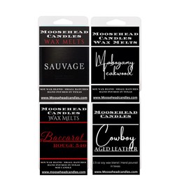 Moosehead Candles Wax Melt Bundle – 4 Pack Bestseller Collection, Date Night Cologne, Baccarat, Leather Cowboy, Sauvage Scents – 24 Soy Wax Melts Total, Pet & People Safe, Long-Lasting Fragrance