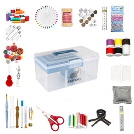 Gzsekken Sewing Box Organiser,2 Layer Sewing Box with Removable Tray and Divider,Portable Sewing Kit Box,Sewing Thread Organiser Multi-Use Organizer for Sewing Accessories,Stationery, Art & Crafts