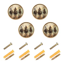 SDMKA Western Cowboys Round Drawer Knobs 1.26 Inch/32mm Drawer Pulls Cabinet Dresser Handles for Kitchen Cabinet Dresser Drawer Hardware, 4-Pack