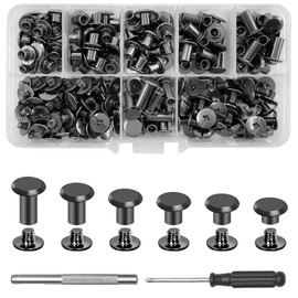 xiaoxiaozhijia Pack of 110 Chicago Screws, M5 Screw Rivet Set, Screw Length 4/5/6/8/10/12 mm, Sleeve Nuts for DIY Leather Decoration, Book Cover, Bags, Shoes and Boots (Gun)
