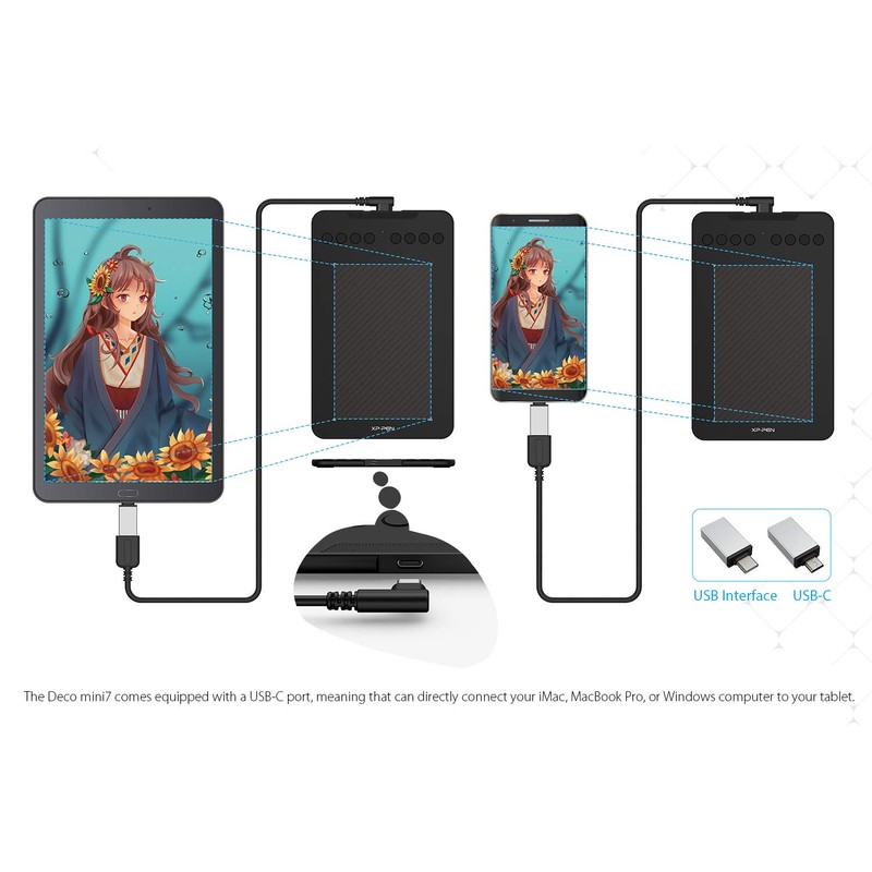 XP-PEN Deco mini7 7" Portable Graphic Drawing Tablet with Passive