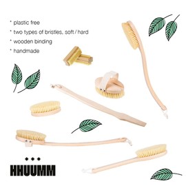 HHUUMM Hand and Nail Brush W 4 x H 4 x L 9.5 cm, Medium Hard Tampico Bristles (Agave Cactus), Handmade from Beech Wood, Vegan, Dry Brush Exfoliating, Manicure and Pedicure