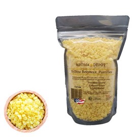 Aroma Depot 1.5 Lb Yellow Beeswax Pellets 100% Natural Pure Bees Wax 3 x Filtered, Great for Skin, Face & Body, Ideal for DIY, Lotion, Creams, Soaps, Lip Balm and Candle Making Supplies. Easy Melt