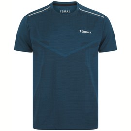 Terra Men’s Activewear Workout T-Shirt Pace’ - Ultra-Soft Polyester & Spandex Blend for Gym, Running, Leisure, Athletics, and Everyday Wear (UK, Alpha, S, Regular, Regular, Blue)