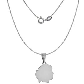 Small Sterling Silver Girl Silhouette Charm Pendant for Women with Removeable Bale for Charm Bracelets 13/16 inch tall
