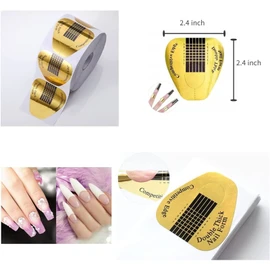 100 Pcs Nail Form Guide Sticker, Gold Horseshoe Nail Extension Forms, for Poly Gel/Extension/Acrylic Nail Molds Builder, Nail Art Equipment for Salon, for DIY Tool UV Gel Forms Guide Stickers