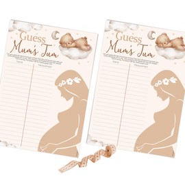 Pink Bee Guess Mums Tum - Teddy Bear Baby Shower Game - Up to 40 Players