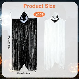 2 Pack Hanging Halloween Decorations Skeleton Ghost Outdoor Black & White
