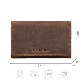 STILORD 'Daria' Modern Genuine Leather Purse Women's Leather Wallet Large RFID Purse Women Wallet Long Purse 14 Card Slots Extra Coin Compartment in Landscape Format, Medium - Brown, coin purse