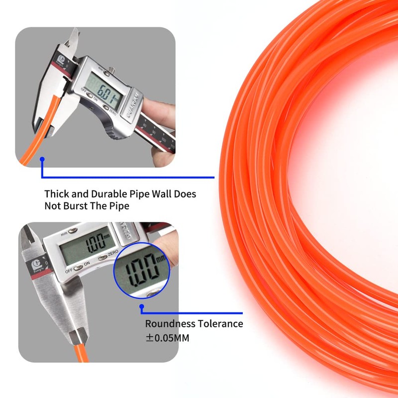 CGELE Pneumatic Tubing Orange PU Air hose Pipe Tube Kit