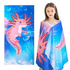 WERNNSAI Dinosaur Kids Beach Towel for Girls - 76 x 150cm Axolotl Sand Free Swim Towels for Girls Bath Pool Camping Travel Towel Quick Dry Ultra Absorbent Super Soft Beach Blanket Bath Shower Towel