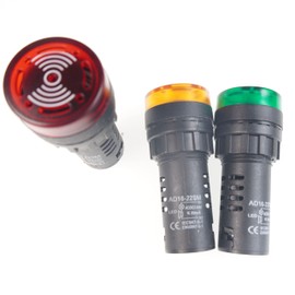 HSF 22mm Buzzer 110/120V LED Buzzer Flash Alarm Signal Indicator Light AD16-16SM-RR110V(3Pcs)