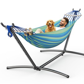ANAGOO Double Hammock, Heavy Duty Portable, 500 lb Weight Capacity, Perfect for Both Indoors and Outdoors, 2 Person Hammock with Carrying Bag, Wide Blue