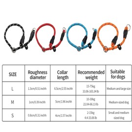 Lyfengdeam Dog Slip Collar Training Dog Collar with Reflective Strips,Puppy Braided Collar,Pets Nylon Rope Collar No Pull for Pet Outdoor Walking Round Training Lead with Adjustable (Red, M)