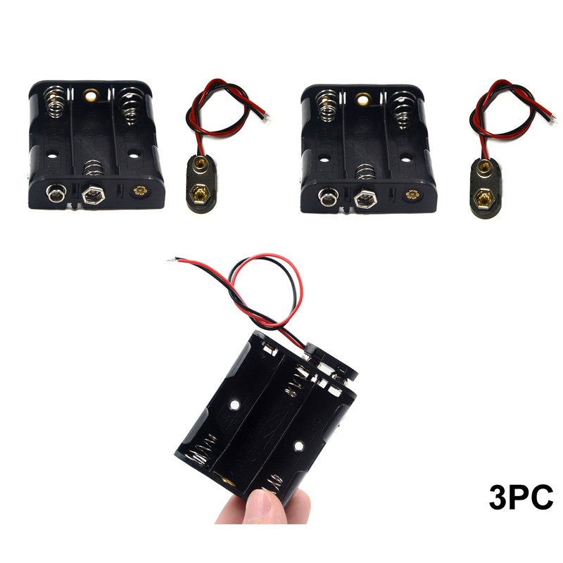 LAMPVPATH 3 Pcs 3 x 1.5V (4.5V) AA Battery Holder