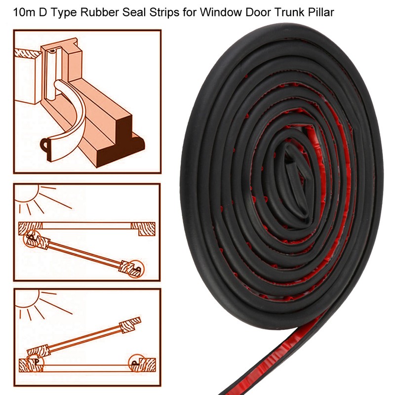 10m D Type Rubber Seal Strips for Window Door Trunk