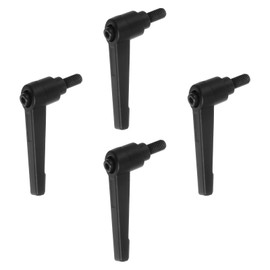 QUARKZMAN Set of 4 Adjustable Clamping Lever Handles, M6 x 12 mm, Male Thread Bolts, Buttons, Rotary Screw, Locking Quick Release Ratchet, Push Switch Handle, Black