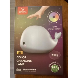 Globe Electric Wally Whale White Multicolor Changing Integrated LED Silicone Night Lamp [NEW]