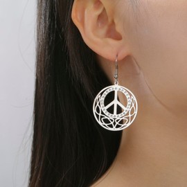 UNIFT Peace Sign Earrings For Women Stainless Steel Hippie Accessories and Hippie Costume Birthday and Christmas Party Jewelry Gifts (silver)