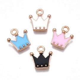 Ipotkitt 100 Pcs 4 Colors Mini Crown Charms Enamel Crown Charms King Queen Princess Crown Charms for DIY Earrings Necklaces Bracelets Jewelry Making