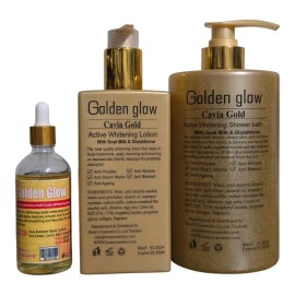 Golden Glow Caviar Gold Brightening Repair Lotion, Serum, Shower Bath 3pcs