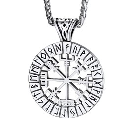 Bandmax Men's Coin Necklace, Surgical Stainless Steel, Hypoallergenic, Pendant, Simple, Long Chain, Men's Accessories, 21.7 inches (55 cm), Stainless Steel