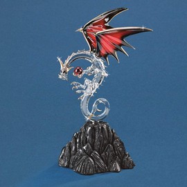 GLASS BARON GLASS DRAGON FIGURINE WITH RUBY MODEL# D6 994 GB-D6-994
