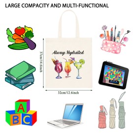 TSOTMO Summer Time Gift Always Hydrated Tote Bag Wine Lover Gift Cocktails Gift Drinking Gift for Women (Hydrated tote)