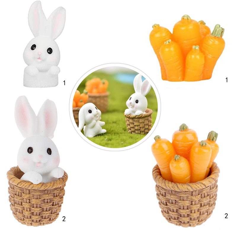 Pack of 7 Miniature Rabbits, Bunny Easter Decoration, Rabbit Figures,
