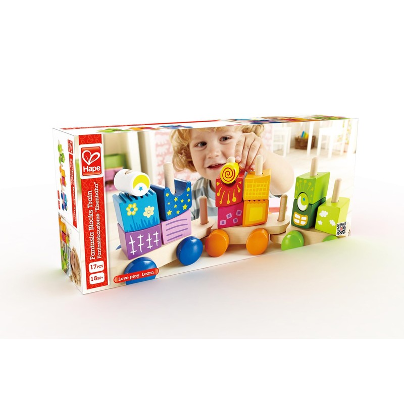 Hape Fantasia Building Blocks Toddler Push and Pull Train Set
